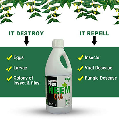 Chipku -Pure Cold Pressed, Water Soluble neem Oil for Spray on Plants and Garden (500Ml)…