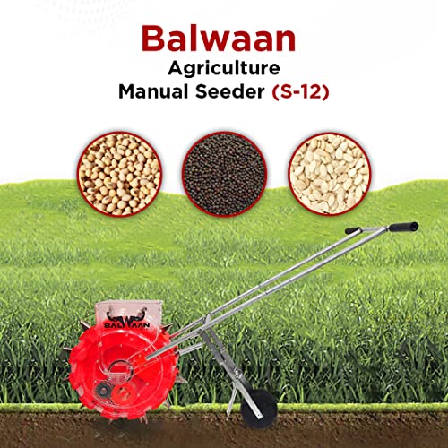 Balwaan Agricultural Manual Seeder S-12 | Long Teeth–12T | Hand Operated Seeding Machine, Adjustable Manual Plant Seeder, Seed Spreader | Garden Planter for Garden Vegetable Farm