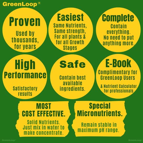 GreenLoop Hydroponic Nutrients– LEAFY200, Hydroponic nutrients, Solid Mixture, Makes 200 Liter hydroponic Solution, Suitable for All Plants & Better Leafies, Complete - Contains Everything