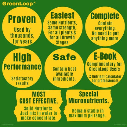 GreenLoop Hydroponic Nutrients– LEAFY200, Hydroponic nutrients, Solid Mixture, Makes 200 Liter hydroponic Solution, Suitable for All Plants & Better Leafies, Complete - Contains Everything