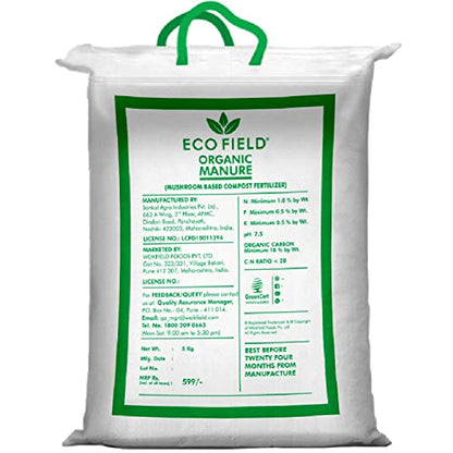 Eco Field Organic Manure | Mushroom Based Composite Fertilizer | 10 Kg | Boosts Plant Health | 100% Organic