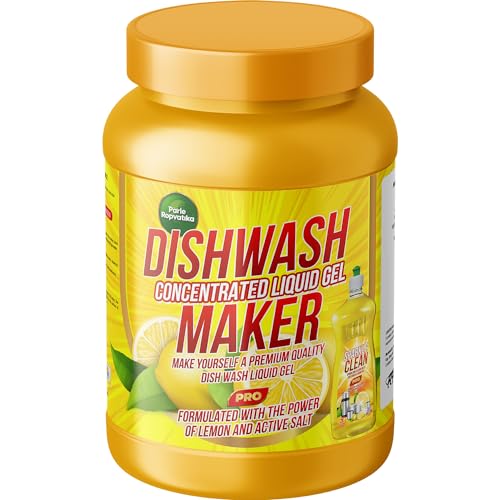 पार्ले रोपवाटिका DIY 10 लीटर डिशवॉश लिक्विड जेल मेकर (500 ग्राम) जार नींबू, नींबू की खुशबू के साथ, कोई अवशेष नहीं छोड़ता, सभी बर्तनों के लिए ग्रीस क्लीनर (DIY: 10 लीटर 500 ग्राम में)