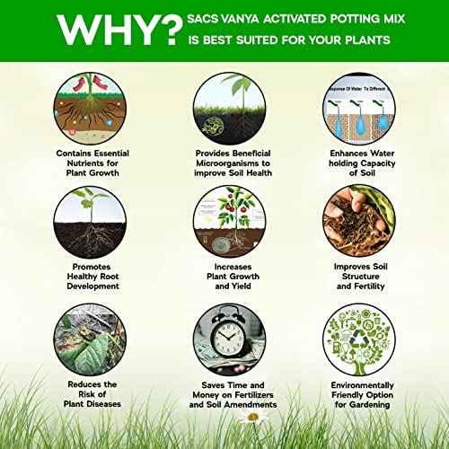 SACS Vanya Organic Potting Soil-Less Mix with Fertilizers for Home Garden Plants (Activated Potting Mix 5kg)