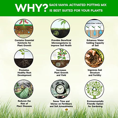 SACS Vanya Organic Potting Soil-Less Mix with Fertilizers for Home Garden Plants (Activated Potting Mix 5kg)
