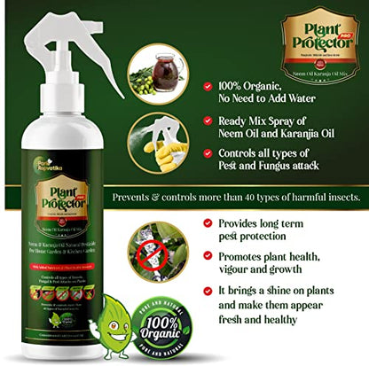 Plant Protector PRO NeemJa Organic Neem Oil and Karanja Oil 500ml for Plants Insects Spray | Neem Oil Spray for Plants Insects Pesticides for Plants in Garden with Spray Bottle and Karanja Oil