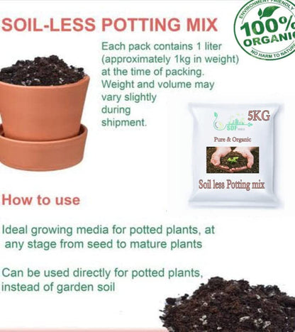 SDF India Pure & Organic Soil Less Potting Mix for Plant, Ready to Use, Fill More Pots as Light Weight & High Volume - 50Kg