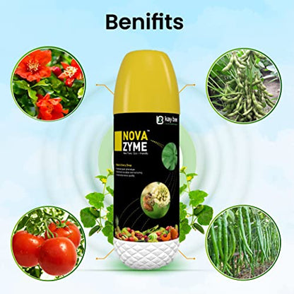 NOVA Zyme | Seaweed Extract Liquid Concentrate | Plant Growth Regulator for Gardens and Agriculture | Helps to Boost Flowering and Fruiting | Helps to Improve Tillering | Kay Bee Bio Organics | 1 Lit.