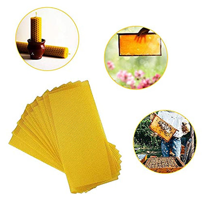 KB Netrue Honey Bee Honey Sheets10-Pece Beeswax Honeycomb Sheets Wax Foundation मधमाशी पालन मधमाश्या मेण शीट बी नेस्ट फाउंडेशन वॅक्स शीट मधमाशी बेड पोळे मध+नेस्ट+बेस (पिवळा-10)
