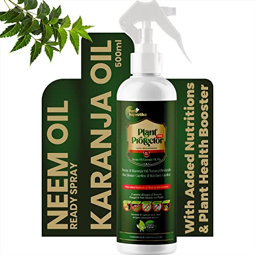 Plant Protector PRO NeemJa Organic Neem Oil and Karanja Oil 500ml for Plants Insects Spray | Neem Oil Spray for Plants Insects Pesticides for Plants in Garden with Spray Bottle and Karanja Oil