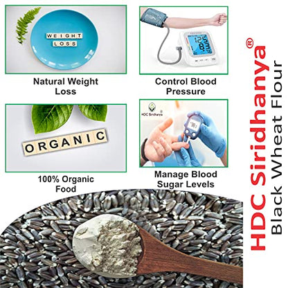HDC Siridhanya Natural Organic Black Wheat Flour Antioxidants | Non-GMO Gluten Free, Keto Friendly, Low Carbs (specially for diabetic) Organically grown Gross wt. 2.5kg