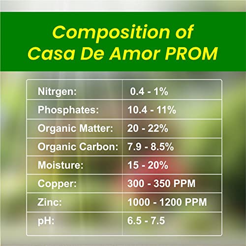 कासा डी अमोर फॉस्फेट रिच ऑर्गेनिक खाद (PROM) इनडोर और आउटडोर पौधों, घर, छत, फूलों और सब्जियों की बागवानी के लिए ऑर्गेनिक ग्रैन्यूल उर्वरक (900 ग्राम)