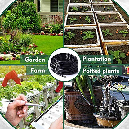 Techhark® Drip Irrigation Pipe [4mm] for Home Garden, Self-Watering Spikes for Plants Control drip Irrigation System [295 Feet]