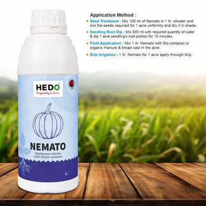 HEDO नेमाटो (पैसिलोमाइसेस लिलासिनस 2x10^8 CFU/ml) लिक्विड (1L) बायो-ऑर्गेनिक बीज और बगीचे के पौधों के लिए - विभिन्न नेमाटोड के खिलाफ