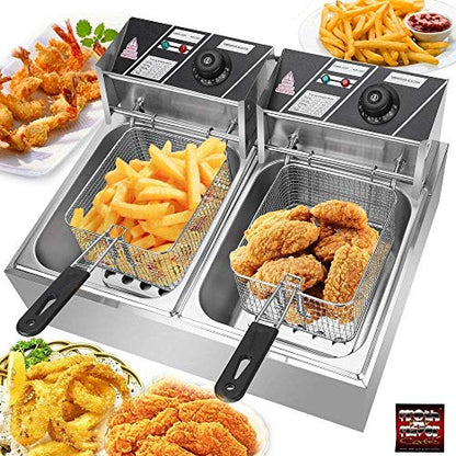 Kobbey Deep Fryer Machine Electric 12 Ltr Double Tank 6+6 Ltr with Copper Heater 5 Year Warranty