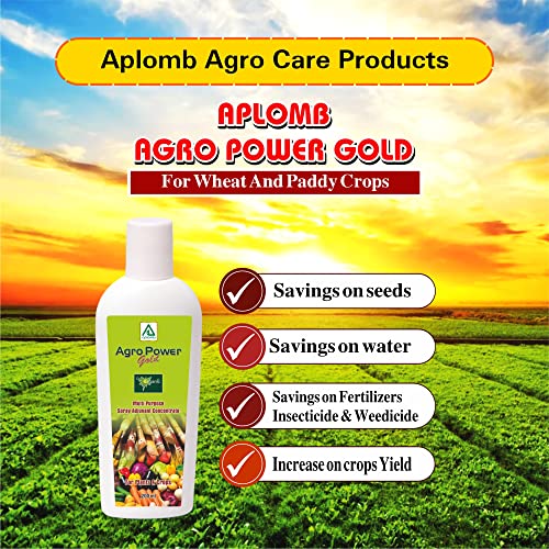 Aplomb Agro Power Gold | आयनिक आणि नॉन-आयनिक केंद्रित बहुउद्देशीय सहायक| कीटकनाशक फवारण्यांच्या वाढीव व्याप्तीसाठी| वनस्पती आणि पिकांसाठी | लागवडीचे वाढलेले उत्पन्न | 200 मि.ली