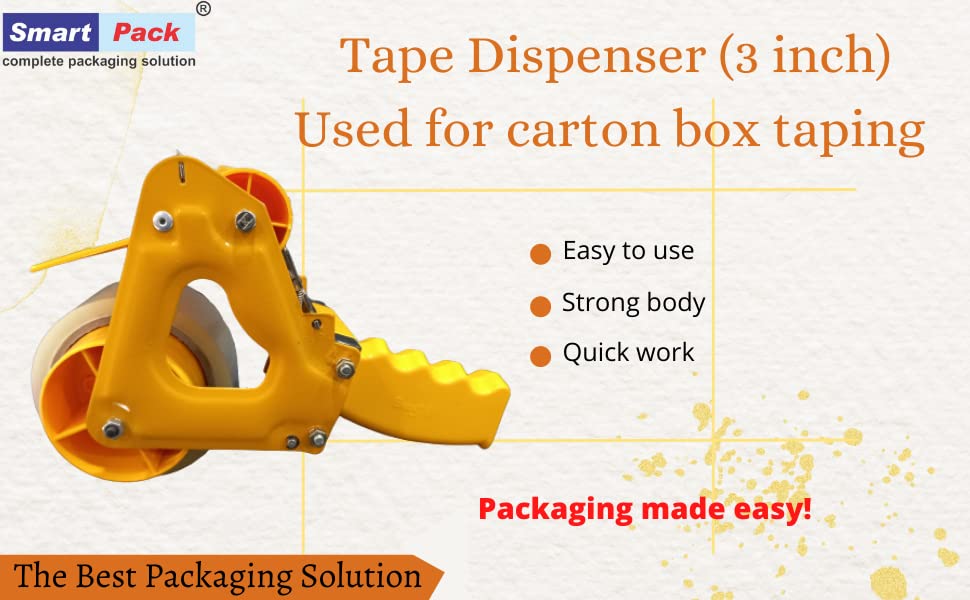 SMART PACK Hand Tape Dispenser 3 INCH with 3 BOPP cello tape (3inch) (COMBO)