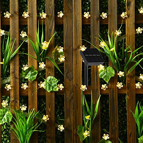 Epyz Solar Sakura Flower String Lights, 19.5ft 30 LED Blossom Flower String Light Solar Power for Decorations [ Warm Yellow Light , Pack of 1 ](Plastic)