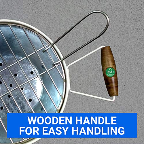 Trustbasket Round Portable Charcoal BBQ Barbeque Bucket Set for Indoor/Outdoor and Multiuse (Ivory)