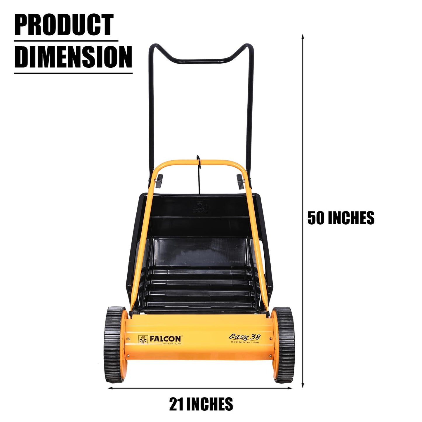 FALCON ‎EASY-38 15" Manual Cylindrical Lawn Mower 380mm Grass Cutting Machine with 20L Catcher Box for Maintaining Garden Yard Farm Upto 200 Square Meters