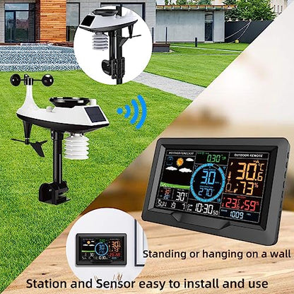 Morelian FJ3390A Multifunctional Professional Weather Station Temperature, Humidity, Wind Speed and Rainfall Detection Weather Forecast Clock