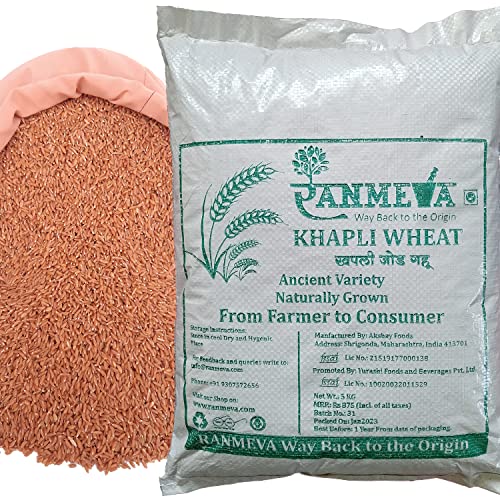 RANMEVA Way Back To The Origin organic khapli wheat, Emmer wheat Ancient whole long grain, 5 kg