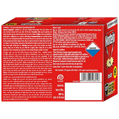 Mortein Insta5 मच्छर प्रतिरोधी | कॉम्बो पैक - मशीन + 1 रिफिल (45ml) | डेंगू मच्छरों से 100% सुरक्षा, सफेद