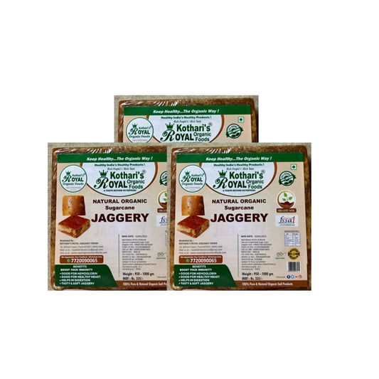 Kothari's Royal Organic Jaggery Pack Of 3 2980gm
