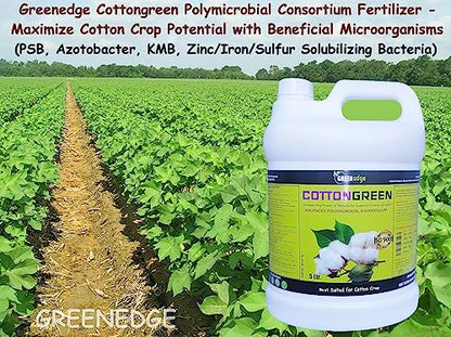 Greenedge Cottongreen Balanced Polymicrobial Consortium Fertilizer (5 Lires) (PSB, Azotobacter, KMB, Zinc/Iron/Sulfur Solubilizing Bacteria)