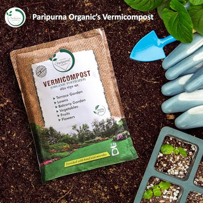 Paripurna Organics Vermicompost 1 kg | Essential Fertilizer for Home Gardening | Soil Mix for Pot Plants