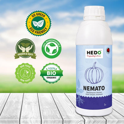 HEDO नेमाटो (पैसिलोमाइसेस लिलासिनस 2x10^8 CFU/ml) लिक्विड (1L) बायो-ऑर्गेनिक बीज और बगीचे के पौधों के लिए - विभिन्न नेमाटोड के खिलाफ