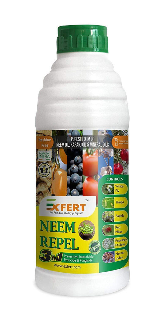 Exfert Neem Repel Purest Form Of Neem Oil, Karanj Oil And Other Oils Plants Organic Pesticide,insecticide and fungicide-Pest Repellent (500ML)