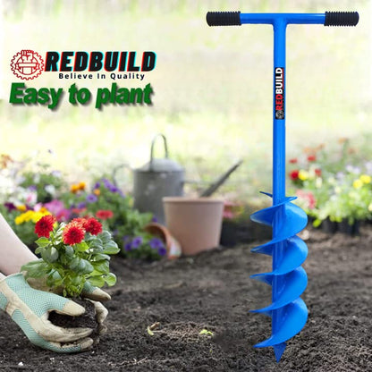 REDBUILD™ Dual Blade Earth Auger Hole Digger, Heavy Duty Drilling Machine, Garden Auger Drill Rapid Planter, Fence Post Manual Digging Soil Auger for Planting Trees | Agriculture Tools for Farming
