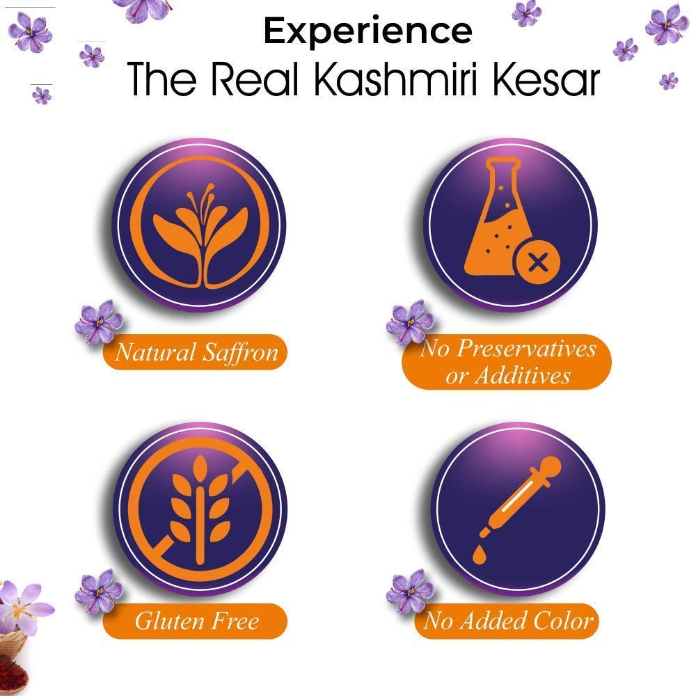 Omna Organics Kashmiri Kesar Saffron, Mongra, Pure Natural Kashmir Keshar for Pregnant Women, Kids, Biryani, Milk, Tea (2 Gram)