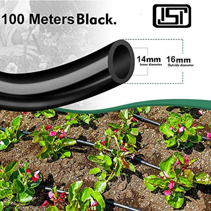 Pinolex® Drip Irrigation 16 mm Diameter Main Supply Line Pipe Roll Black Watering Hose Blank Distribution Gardening Purpose Plants Tree Tube Home Farming Accessories Pipes (100 Meters) approx 328 feet