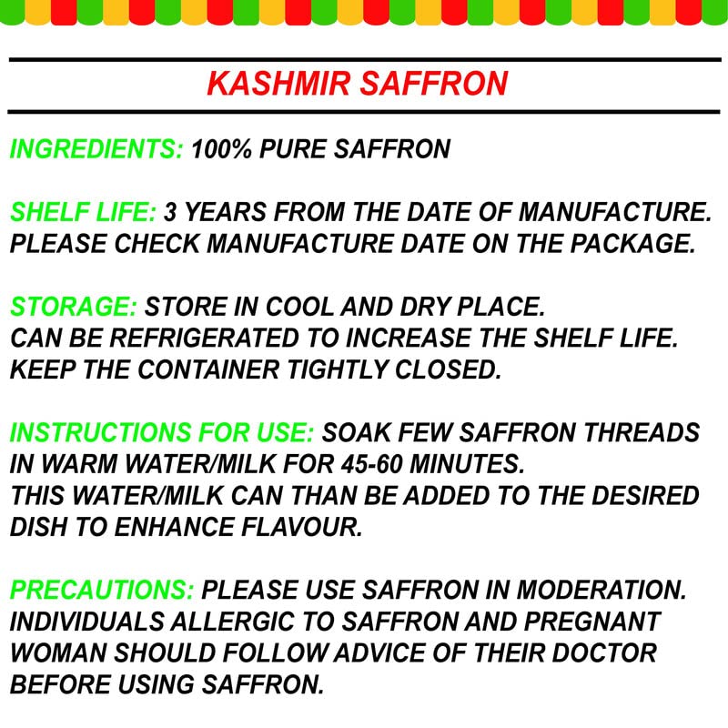 GA+ Kashmiri Negin Pampore Organic Saffron Organic Saffron, 1 g