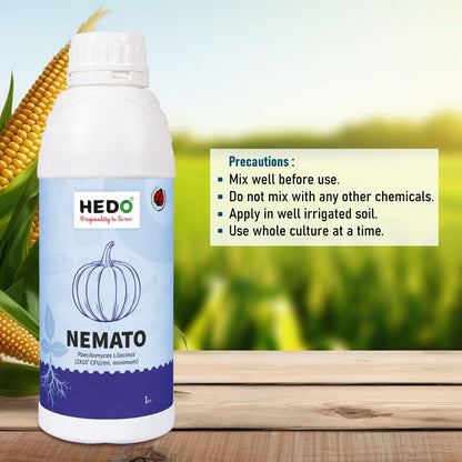 HEDO नेमाटो (पैसिलोमाइसेस लिलासिनस 2x10^8 CFU/ml) लिक्विड (1L) बायो-ऑर्गेनिक बीज और बगीचे के पौधों के लिए - विभिन्न नेमाटोड के खिलाफ