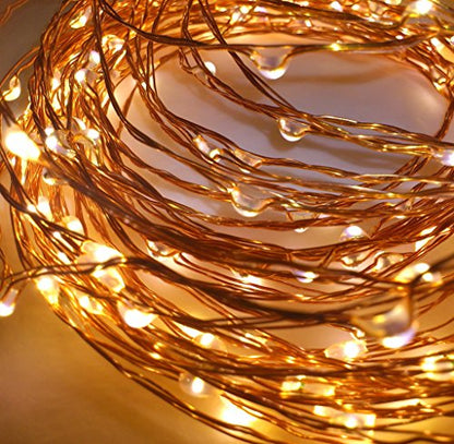 Quace Copper String Led Light 10M 100 LED Battery Powered Wire Decorative Fairy Lights - Warm White