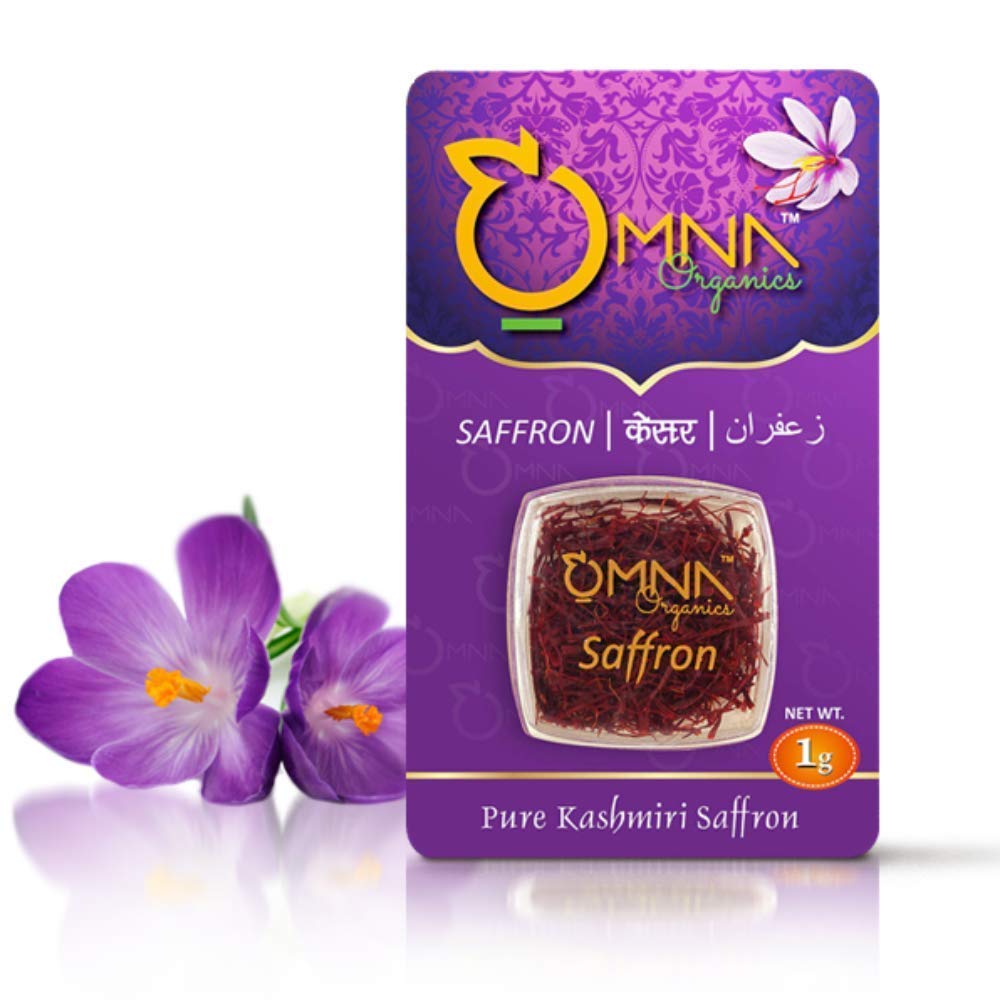 Omna Organics Kashmiri Kesar Saffron, Mongra, Pure Natural Kashmir Keshar for Pregnant Women, Kids, Biryani, Milk, Tea (2 Gram)