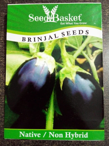 Native/Non-GMO Brinjal 3 Pack Brinjal Green, Brinjal Black Round, Brinjal Purple long Seeds for Gardening outside and terrace- Pack of 3