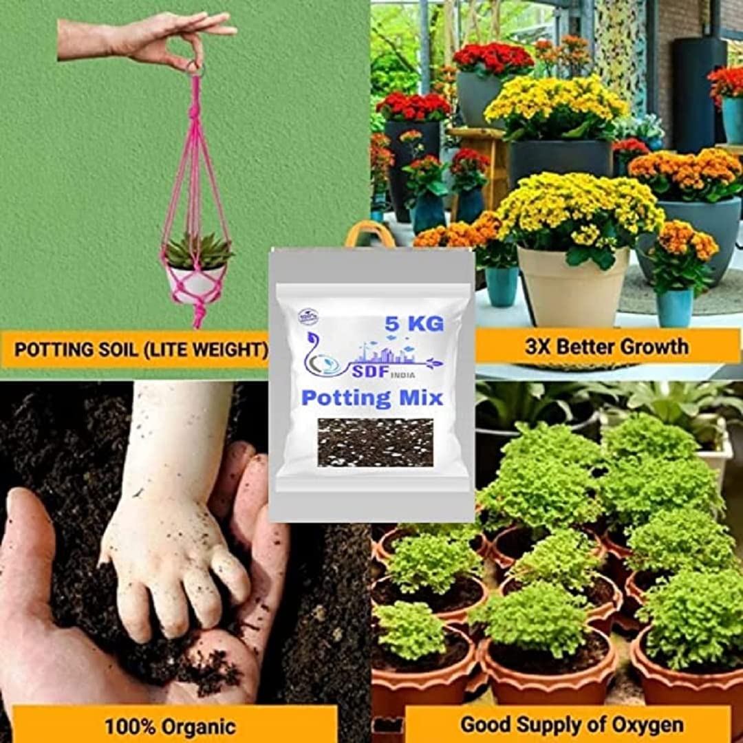 SDF INDIA Potting Mix Soil for Plants- 10 KG Soil Less All Purpose Ready to use Potting Mix Made with vermicompost/Neem Cake/Potash/River Sand/Bone Meal (10 KG)