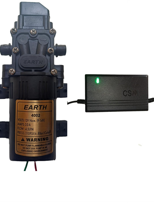 ताज सुपर 12V डीसी मोटर पंप सेट 110 PSI | माइक्रो इलेक्ट्रिक डायाफ्राम हाई प्रेशर वाटर पंप | 12V डीसी इनपुट ऑपरेटेड मोटर + एडाप्टर