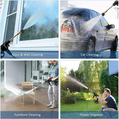 SHOPECOM Wireless High Pressure Washer Water Spray Gun for Car Wash Bike Washing Cleaning Gardening | 48V Rechargeable Electric High Pressure Water Gun with Adjustable Nozzle and 5M Hose Pipe