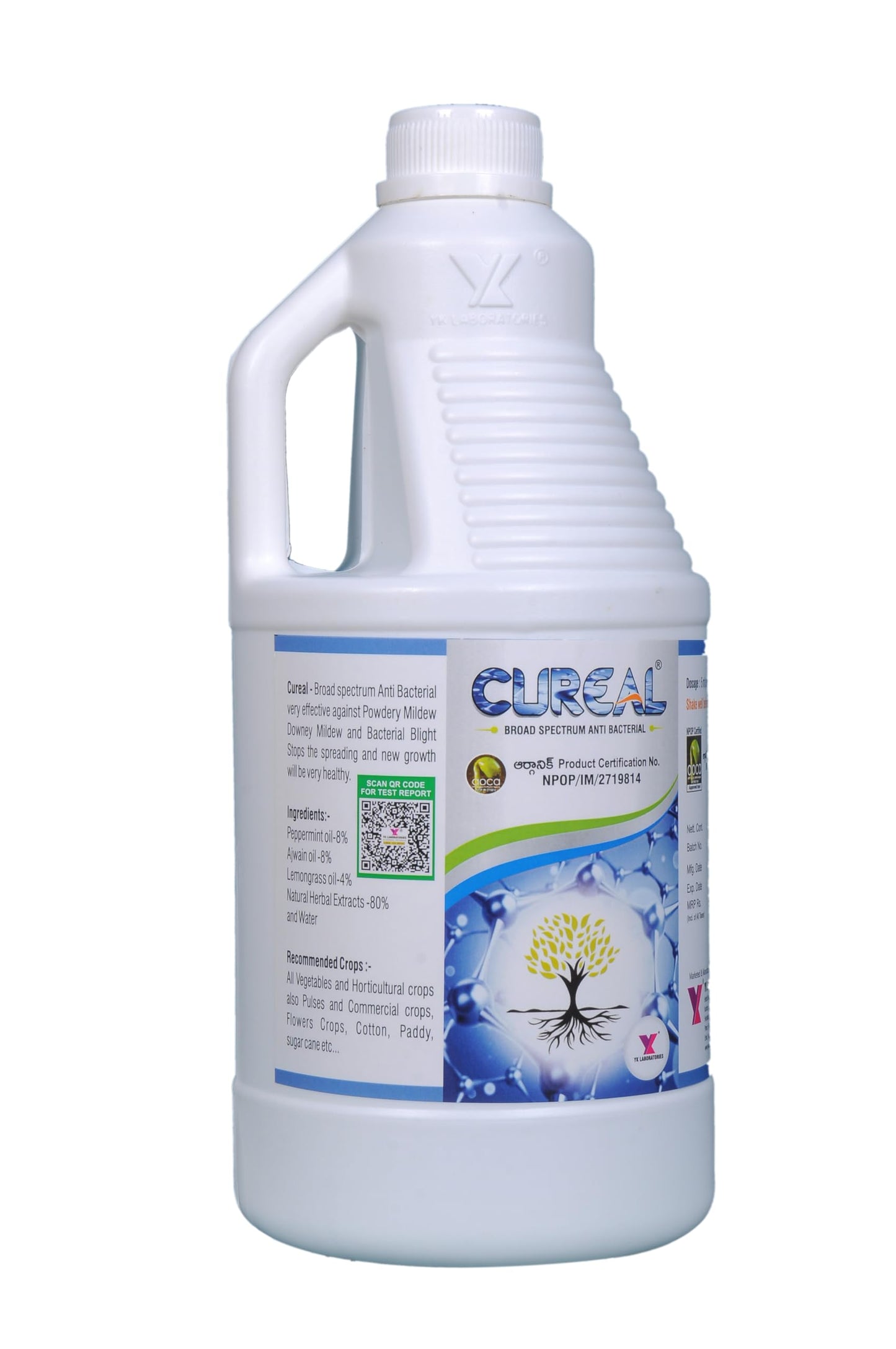 Yk Laboratories Cureal Organic Zinc Based Herbal Extraction|Organic Bactericide & Fungicide For Indoor & Outdoor Plants 2.5 L