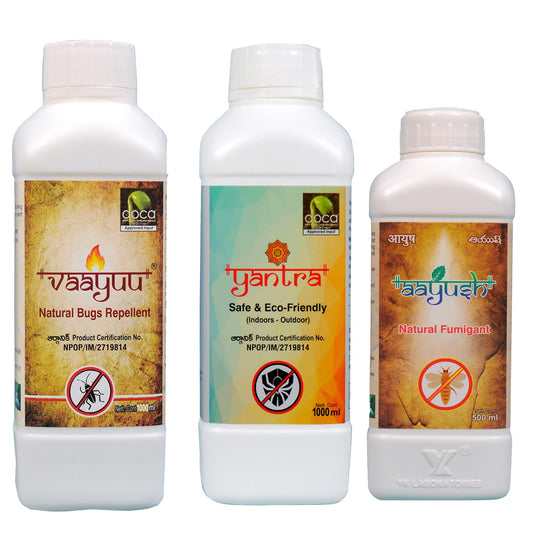 वाईके प्रयोगशालाएं ब्लैक थ्रिप नियंत्रण विशेष | वायु यंत्र आयुष (1L+1L+500ml) फसल कीट ब्लैक थ्रिप्स के लिए पैक