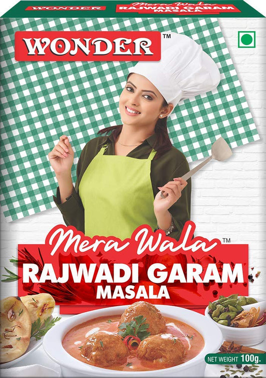 वंडर मेरा वाला राजावाड़ी गरम मसाला, (100 ग्राम) / विदेशी मिश्रित मसाले / स्वादिष्ट और जायकेदार खाना पकाने के लिए / कोई कृत्रिम स्वाद नहीं मिलाया गया
