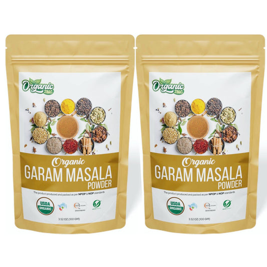 Organic Zing Organic Garam Masala - Versatile Indian Blend of Spices and Herbs | USDA Certified | Seasoning Blend | Vegan | Preservative Free | Product of India - 100g(Pack of 2)